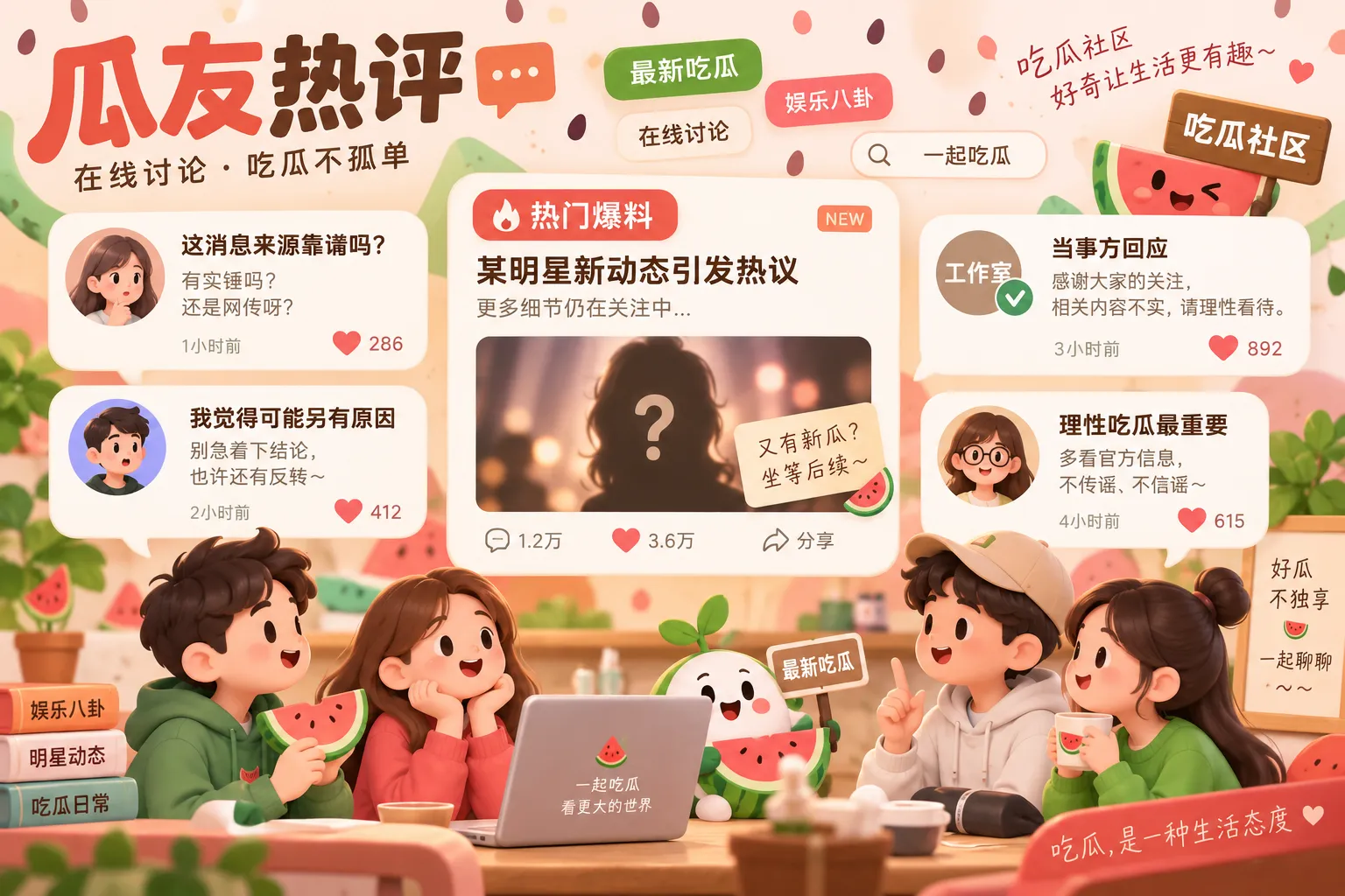 吃瓜瓜友热评与回复界面